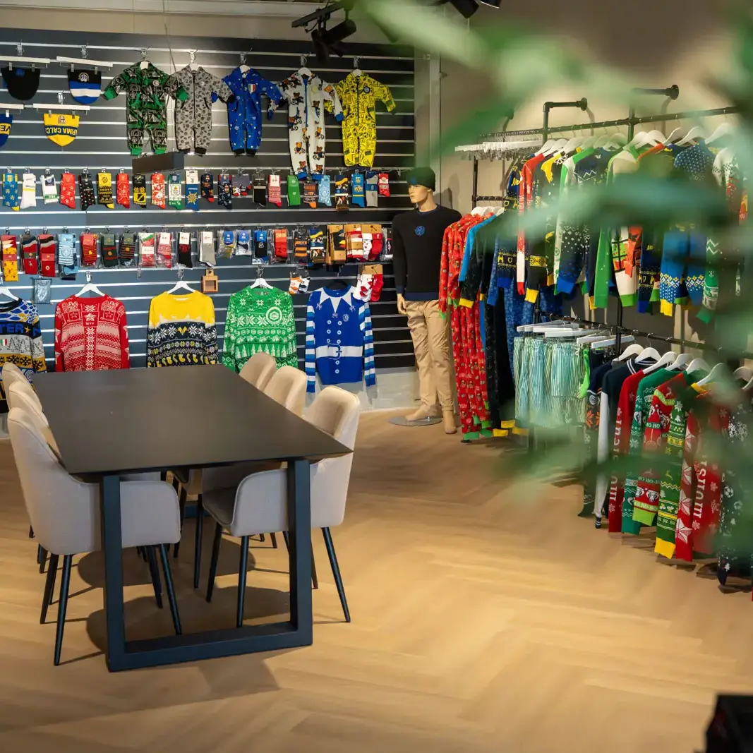 WIEBO International showroom with custom apparel and branded merchandise