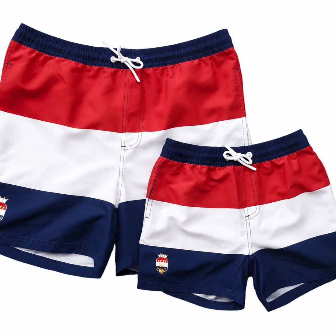 Custom branded swim shorts for corporate merchandising
